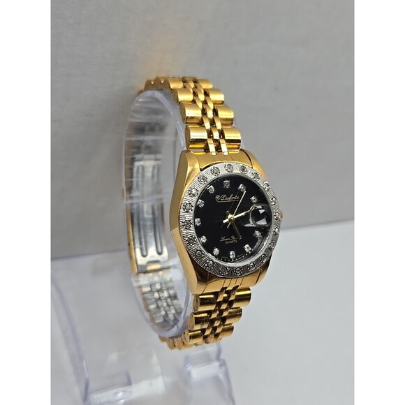 Dufonte Lucien Piccard Ladies Quartz Watch Gold Tone Diamond Accents New Battery - Picture 3 of 12